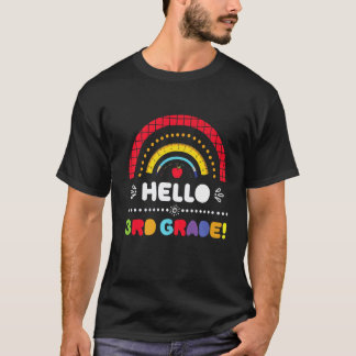 Camiseta Hola 3er Grado Arcoíris Vuelta al Colegio Tercer G