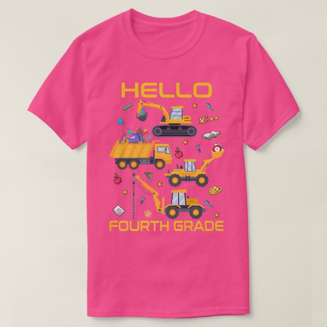 Camiseta Hola 4º Grado 4º Camión De Construcción (Diseño del anverso)