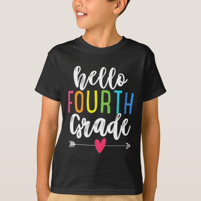Camiseta Hola, 4º Grado De Vuelta A La Escuela Divertidos N (Anverso)