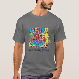 Camiseta Hola 4º Grado Feliz Primer Día Del Gráfico Escolar