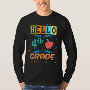 Camiseta Hola, 4º Grado Primer Día Apple Para Maestros Estu