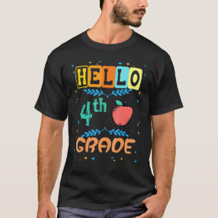 Camiseta Hola, 4º Grado Primer Día Apple Para Maestros Estu