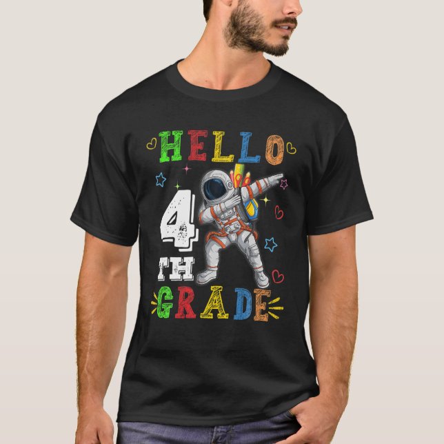 Camiseta Hola 4 Astronauta De Grado Dabbing De Vuelta A La  (Anverso)