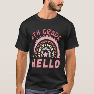 Camiseta Hola 4 de cuarto grado Leopard Rainbow