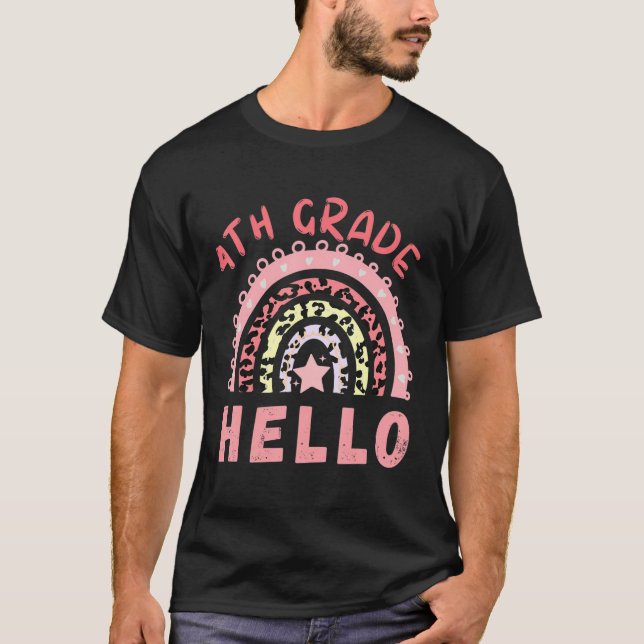 Camiseta Hola 4 de cuarto grado Leopard Rainbow (Anverso)
