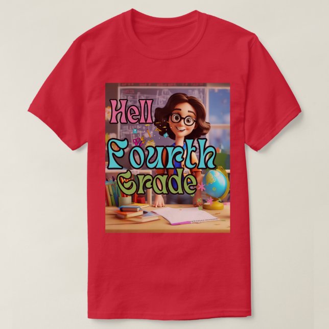 Camiseta Hola 4 Grado De Vuelta A La Escuela Primer Día Cua (Diseño del anverso)