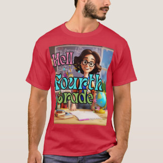Camiseta Hola 4 Grado De Vuelta A La Escuela Primer Día Cua