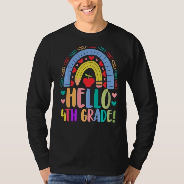 Camiseta Hola 4° grado escolar Rainbow Grado Acedamic (Anverso)
