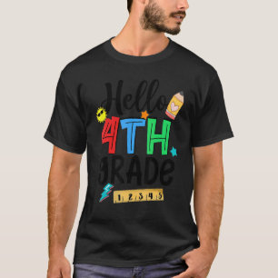 Camiseta Hola, 4° Grado Feliz Primer Día Del Maestro Escola