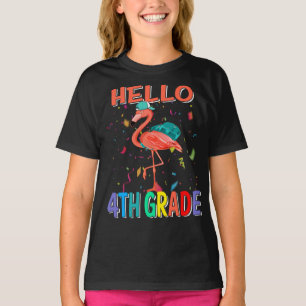 Camiseta Hola 4 Grado Flamingo De Vuelta A La Escuela