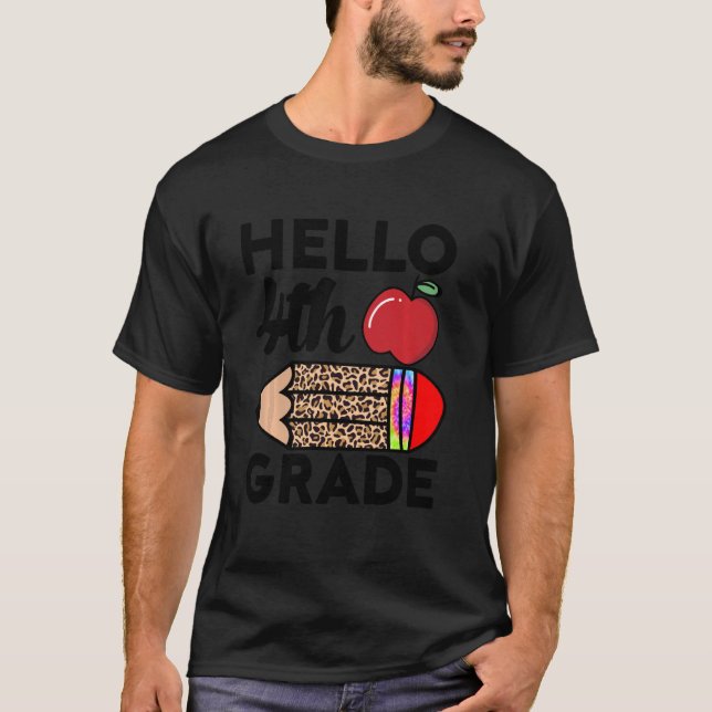 Camiseta Hola 4 Grado Leopard Pencil Tie Dye Funny Back (Anverso)