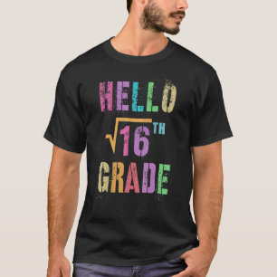 Camiseta Hola 4° Grado Raíz Cuadrada De 16 Math Stud Squa