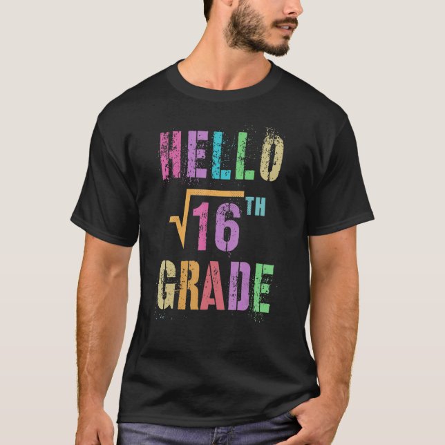 Camiseta Hola 4° Grado Raíz Cuadrada De 16 Math Stud Squa (Anverso)