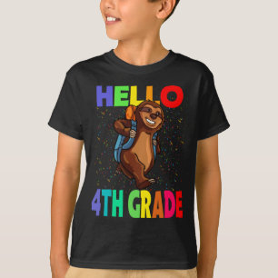 Camiseta Hola 4° Grado Sloth de vuelta a la escuela
