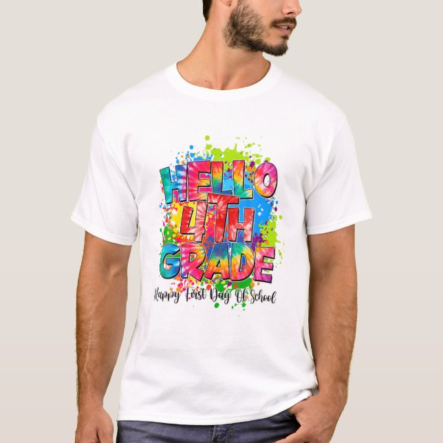 Camiseta Hola 4 Grado Squad Tie Dye Feliz Primer Día De S (Anverso)