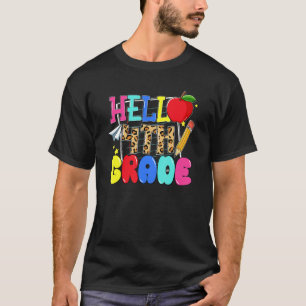 Camiseta Hola 4to Grado Apple Pencil Niños Niñas De Vuelta 