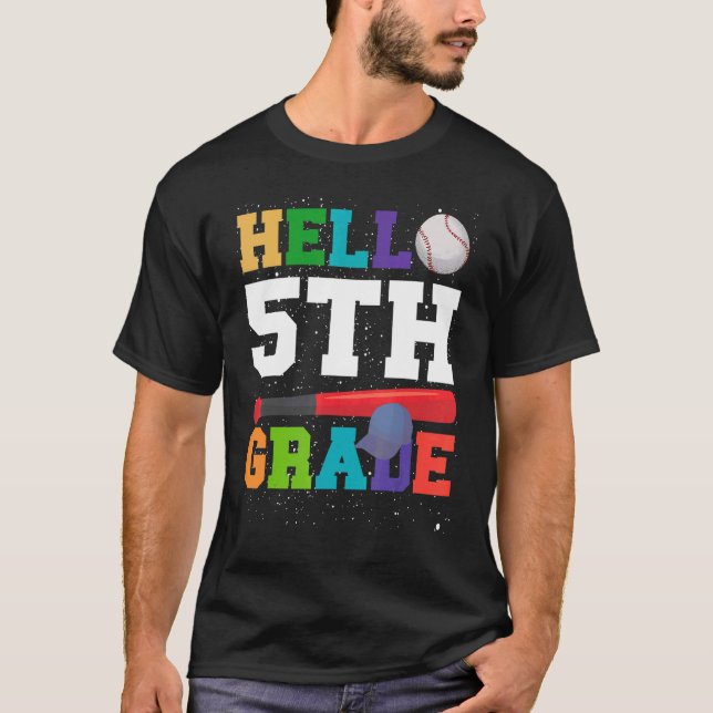 Camiseta Hola, 5º Grado De Vuelta A La Escuela De Béisbol,  (Anverso)