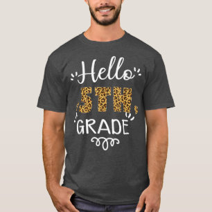 Camiseta Hola, 5º Grado De Vuelta A La Escuela Leopard Hear