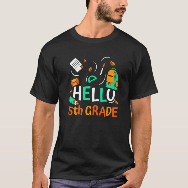 Camiseta Hola, 5º Grado Grader Class Pupil School 5 Cinco F (Anverso)