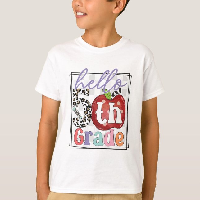 Camiseta Hola 5º grado, niño o Chica (Anverso)