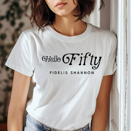 Camiseta Hola 50 Retro Fiesta de Cumpleaños