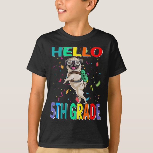 Camiseta Hola 5 Grado Pug Dog T-Shirt (Anverso)
