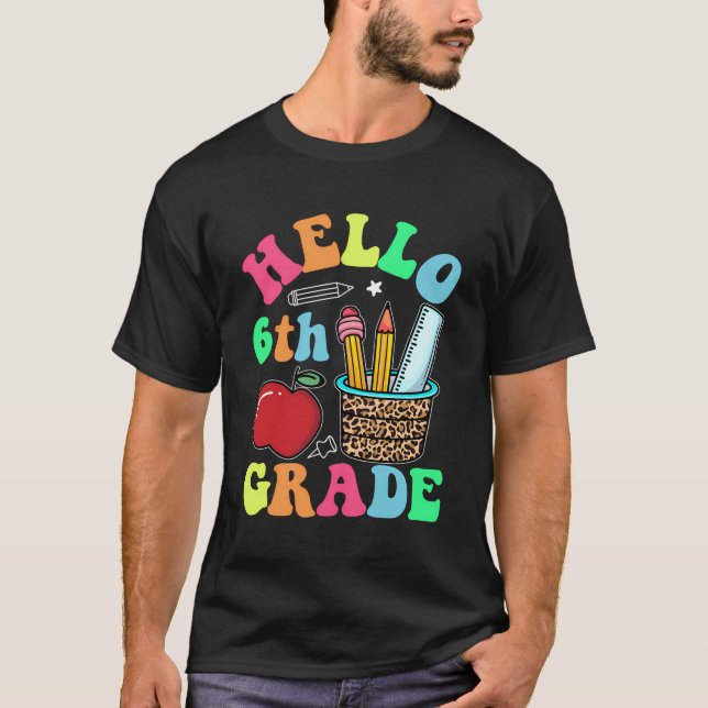 Camiseta Hola 6 Clase Leopard Lápiz De Vuelta A S (Anverso)