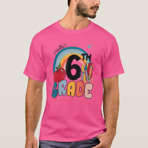 Camiseta Hola 6 Grado Boho Rainbow Sexto Grado S