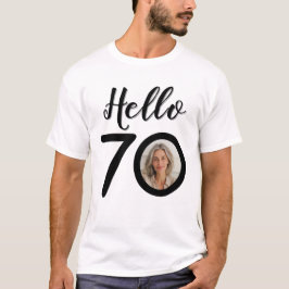 Camiseta Hola 70 Personalizado Foto 70 cumpleaños White Uni