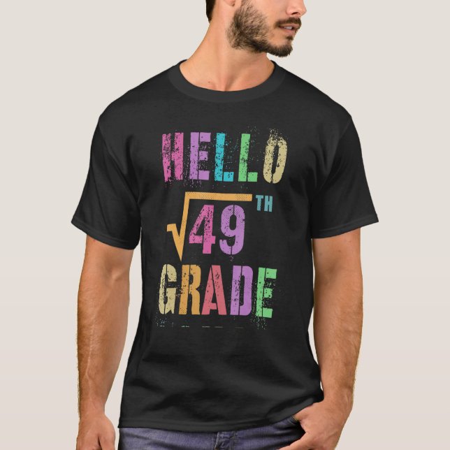 Camiseta Hola 7° Grado Raíz Cuadrada De 49 Math Stud Squa (Anverso)