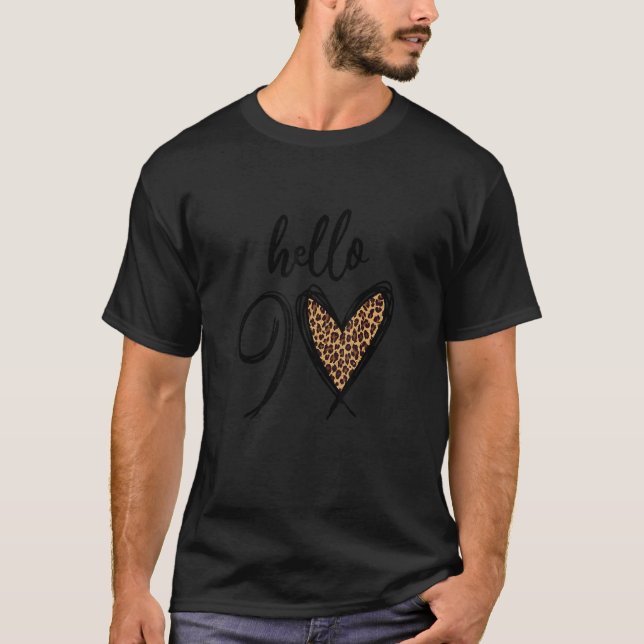 Camiseta Hola 90 años Leopard Heart 90th Birthday Party W (Anverso)