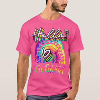 Camiseta Hola 9 Grado Arco Arcoiris De Vuelta Al Té Escolar