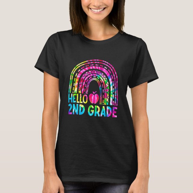 Camiseta Hola a 2º Grado, Arco Iris De Oro A La Escuela (Anverso)