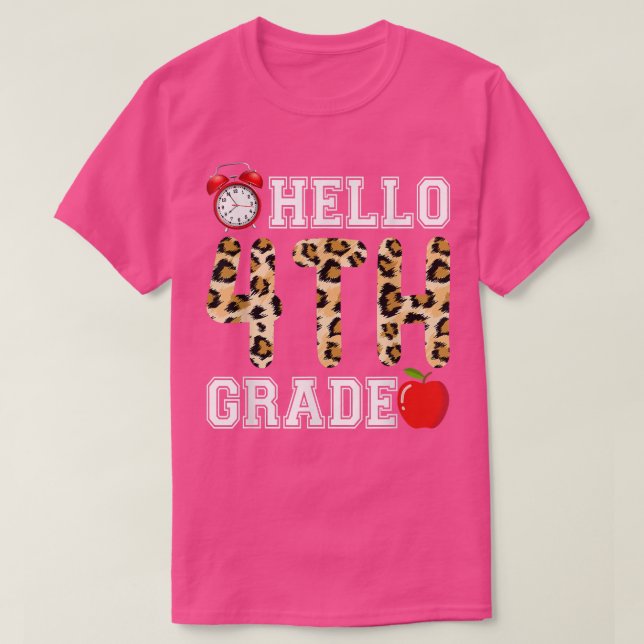 Camiseta Hola a los estudiantes de 4º grado de Leopard de v (Diseño del anverso)