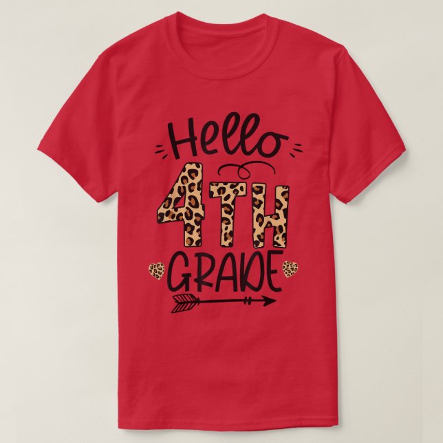 Camiseta Hola a los estudiantes de 4º grado de Leopard de v (Diseño del anverso)