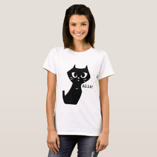 Camiseta Hola a los gatos negros con suerte