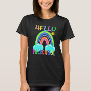 Camiseta Hola a los profesores de arco iris de preescolar