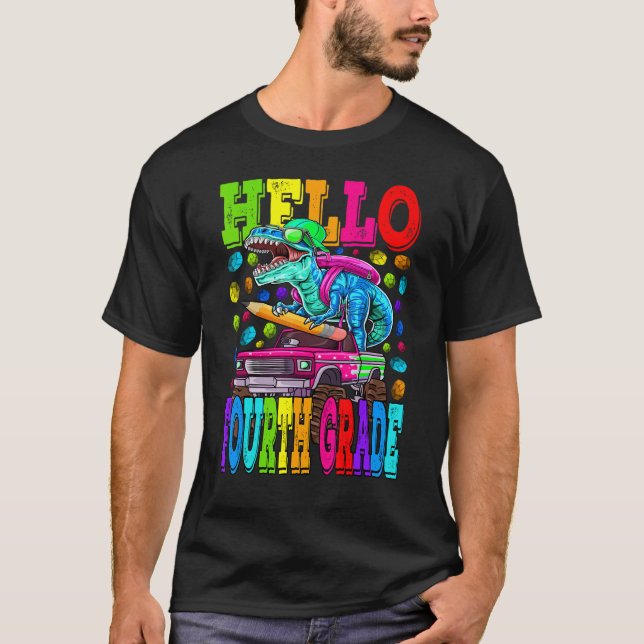 Camiseta Hola a Monster Truck Dinosaur de 4º Grado (Anverso)