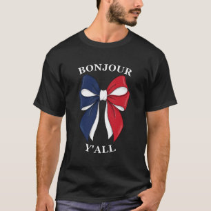 Camiseta Hola a todos Bandera de Francia Lazo Coqueta Estét