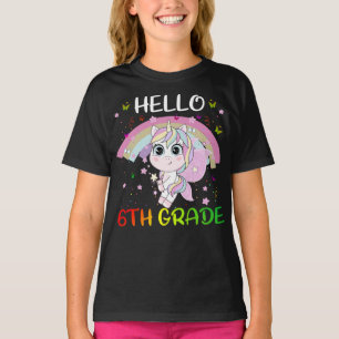 Camiseta Hola, alumno de 6º grado Unicorn de vuelta