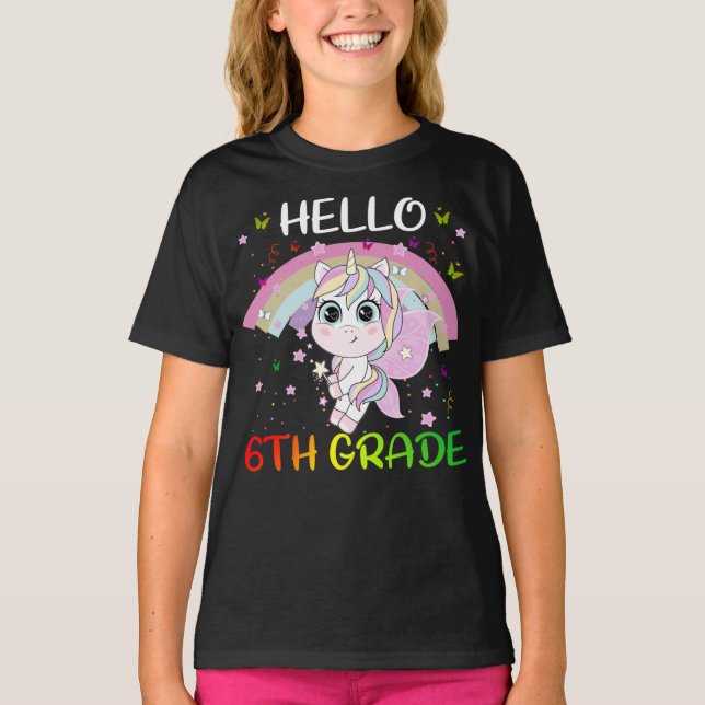 Camiseta Hola, alumno de 6º grado Unicorn de vuelta (Anverso)