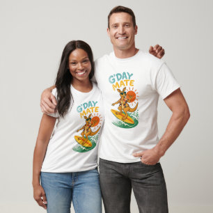 Camiseta Hola amigo canguro surfista Verano australiano pla