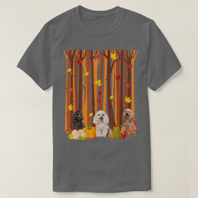 Camiseta Hola Autumle Poodle Maple Leaf Fall Pumpkin Mens W (Diseño del anverso)