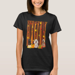 Camiseta Hola Autumle Poodle Maple Leaf Fall Pumpkin Mens W