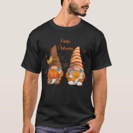 Camiseta Hola Autumn Gnome Afortunada Calabaza divertida