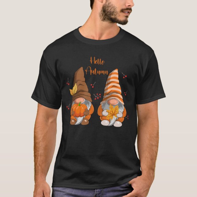 Camiseta Hola Autumn Gnome Afortunada Calabaza divertida (Anverso)