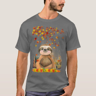 Camiseta Hola Autumn Maple Sloth Leaf Fall Cute Sloths Lov