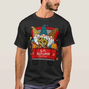 Camiseta Hola Autumn Truck Gnomes Pumpkin Fall Leaves