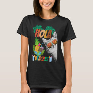 Camiseta Hola Beaches Cat con Glass para Hombre y Mujeres F