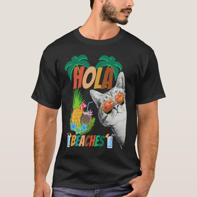 Camiseta Hola Beaches Cat wearing Glasses for Man & Women F (Anverso)